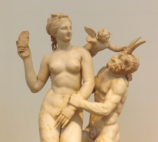 Detail of the Group of Aphrodite Pan and Eros from Delos in the National Archaeological Museum in Athens, May 2014