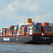 Containerriese KUALA LUMPUR EXPRESS der Reederei Hapag-Lioyd beim Auslaufen bei Teufelsbrück