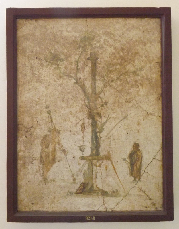 Wall Painting from Pompeii with a Sacrifice to Dionysos in the Naples Archaeological Museum, July 2012