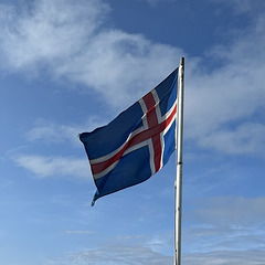Icelands flag in the wind.