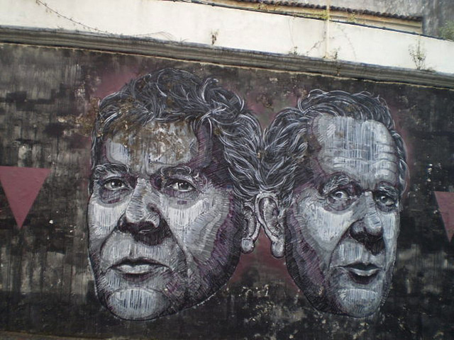 Portraits on mural.