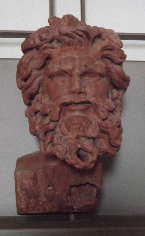 Rosso Antico Herm of Silenus in the Museo Campi Flegrei, June 2013