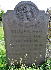 c19 slate gravestone with mourner and cut rose, william thompson +1863 aldwincle all saints church, northants  (10)