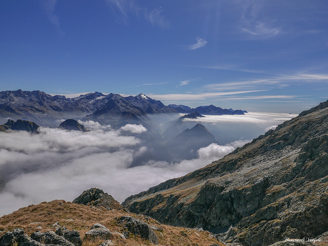 Freiheit Gefühl über dem Nebel