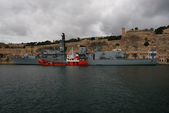 Warship Moored On The Grand Harbour