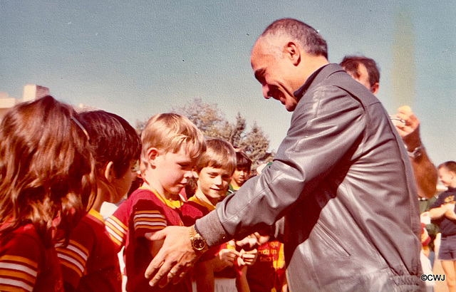 His late Majesty King Hussain of Jordan awarding the goalkeeper (our son!) with a medal