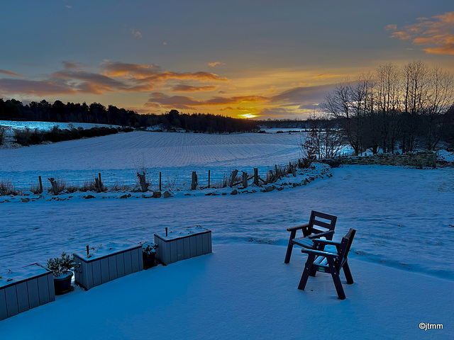 Sunset over January snows