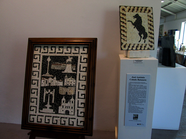Panels of tiny marble mosaics.