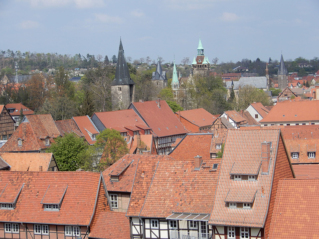 Blick auf die Altstadt von Quetlinburg im Harz