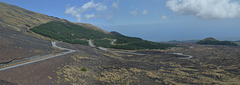 Serpentine road on the slopes of Etna Mt.