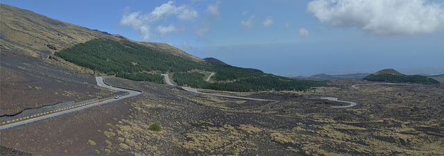 Serpentine road on the slopes of Etna Mt.