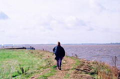 Looking inland along the River Yare from near the A47 bridge (Scan from October 1998)