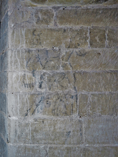 middleton stoney church, oxon  wall painting on south arcade, perhaps a c17 figure of death