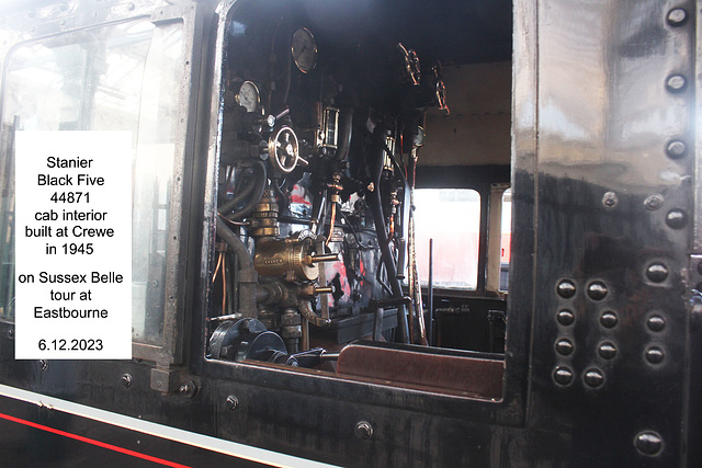 44871 cab view on Sussex Belle tour at Eastbourne 6 12 2023