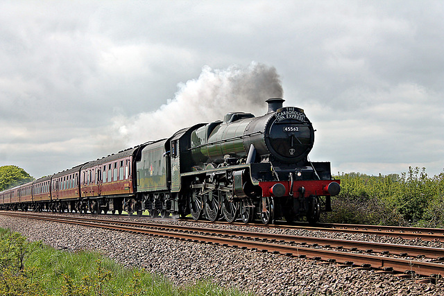 Stanier LMS class 6P Jubilee 45699 GALATEA running as 45562 ALBERTA at Seamer Carr Farm with 1Z24 07:40 Carnforth - Scarborough The Scarborough Spa Express 27th May 2021. (steam from York )