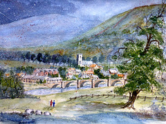 Aquarell: Brücke bei Burnsell,Yorkshire