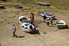 Fishermen and their boats at La Caleta Beach, Cadiz