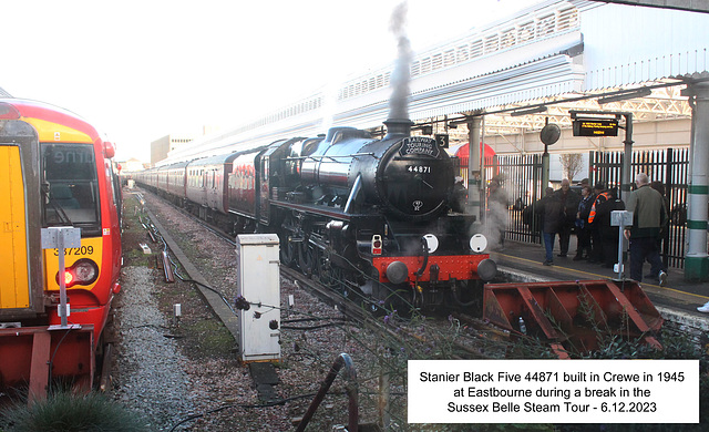 44871 on Sussex Belle tour at Eastbourne 6 12 2023