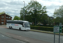 Parks of Hamilton (National Express contractor) BV67 JYU heading out of Manchester - 24 May 2019 (P1020052)