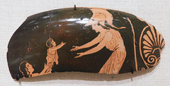 Kylix Fragment with Ge Handing Erichthonios to Athena in the Metropolitan Museum of Art, October 2023