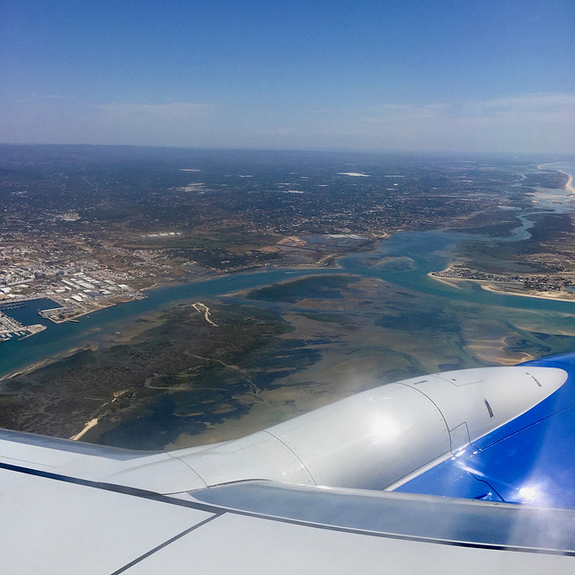 Looking along the Ria Formosa Natural Park from above Olhão (2017)