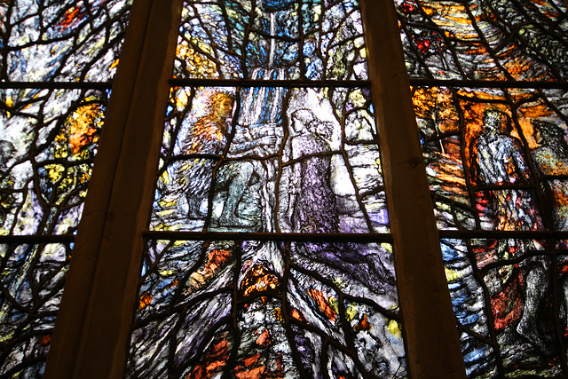 Detail of Stained Glass by Thomas Denny, Great Malvern Priory, Wocestershire