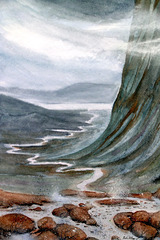 Aquarell: Applecross-Pass in Schottland