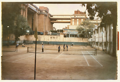 Evening Tennis with the India Habitat Centre architecture