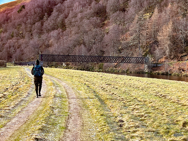 Approaching the Be Mindful Bridge at Drynachan