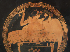 Detail of a Terracotta Kylix Attributed to Makron as Painter and Signed by Hieron as Potter in the Metropolitan Museum of Art, September 2018