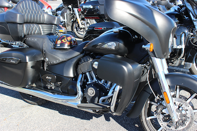 Photo # 6)  A beauty,  an Indian Motorcycle...in a US Military Bike Ride, stopping in our town on Jan 1st, 2020