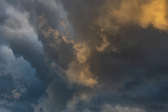 Clouds lit by the last light of the day