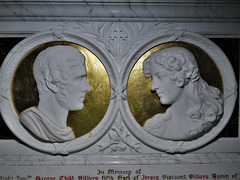 middleton stoney church, oxon  relief busts on c19 tomb of george villiers, fifth earl of jersey +1859 and wife
