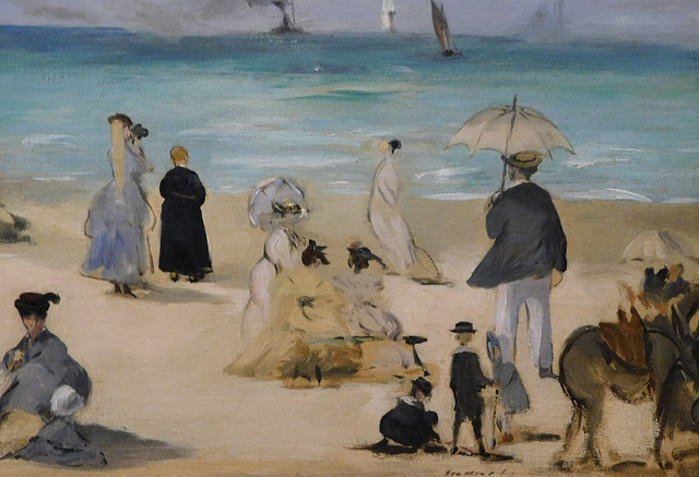 Detail of On the Beach Boulogne-sur-Mer by Manet in the Metropolitan Museum of Art, December 2023