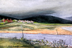 Aquarell: Blick auf Brorar, Nord-Schottland