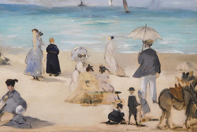 Detail of On the Beach Boulogne-sur-Mer by Manet in the Metropolitan Museum of Art, December 2023