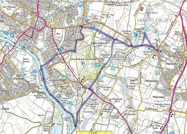 A 6m circular walk in April 2006 from Hartlebury Common Car Park