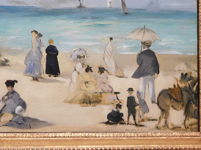 Detail of On the Beach Boulogne-sur-Mer by Manet in the Metropolitan Museum of Art, December 2023