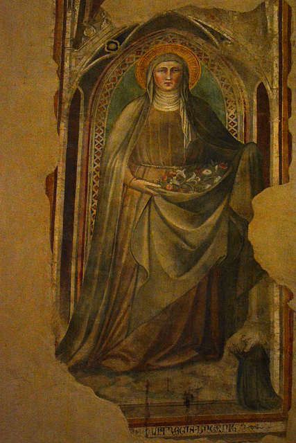 Italy, Basilica of San Francesco in Arezzo, Fresco on the Ledge of the Wall Italy, Basilica of San Francesco in Arezzo, Fresco on the Ledge of the Wall