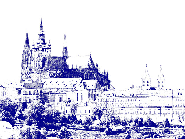 Blick zum Veitsdom auf der Prager Burg