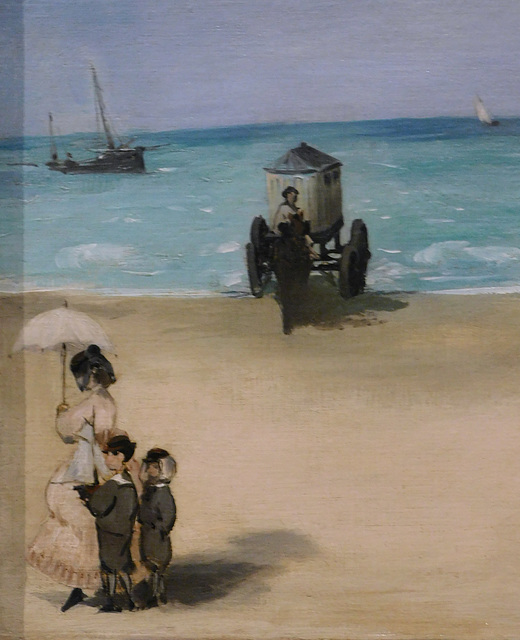 Detail of On the Beach Boulogne-sur-Mer by Manet in the Metropolitan Museum of Art, December 2023