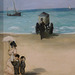 Detail of On the Beach Boulogne-sur-Mer by Manet in the Metropolitan Museum of Art, December 2023