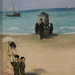 Detail of On the Beach Boulogne-sur-Mer by Manet in the Metropolitan Museum of Art, December 2023