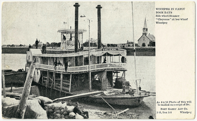 WP2125 WPG - SIDE WHEEL STEAMER CHEYENNE AT HER WHARF