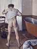 Detail of Man at his Bath by Caillebotte in the Boston Museum of Fine Arts, July 2011