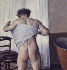 Detail of Man at his Bath by Caillebotte in the Boston Museum of Fine Arts, July 2011