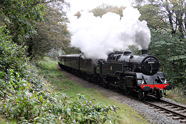 BR standard class 4 2-6-4T 80097 with 2E37 15.10. Bury - Ramsbottom at Summerseat ELR 19th OCTOBER 2019.