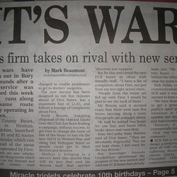 DSCN3374 Newspaper item telling that 'Essex County Buses' was in town - 4 Sep 2009