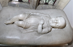 chilton foliat church, wilts c19 tomb francis popham +1861 effigy of baby by his mother elizabeth  (1)