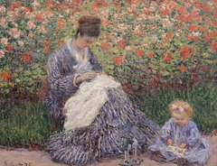 Detail of Camille Monet and a Child in the Artist's Garden at Argenteuil by Monet in the Boston Museum of Fine Arts, July 2011